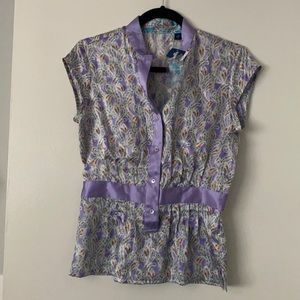 Lavander paisley silk top. Brand new, with tags.